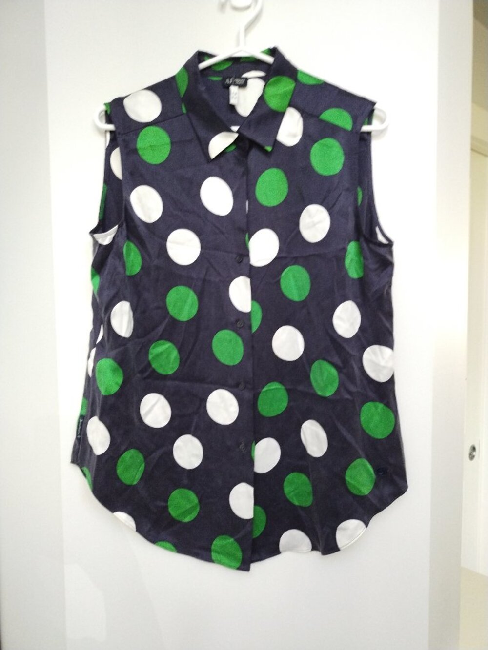 100% silk Armani Jeans sleeveless button down top